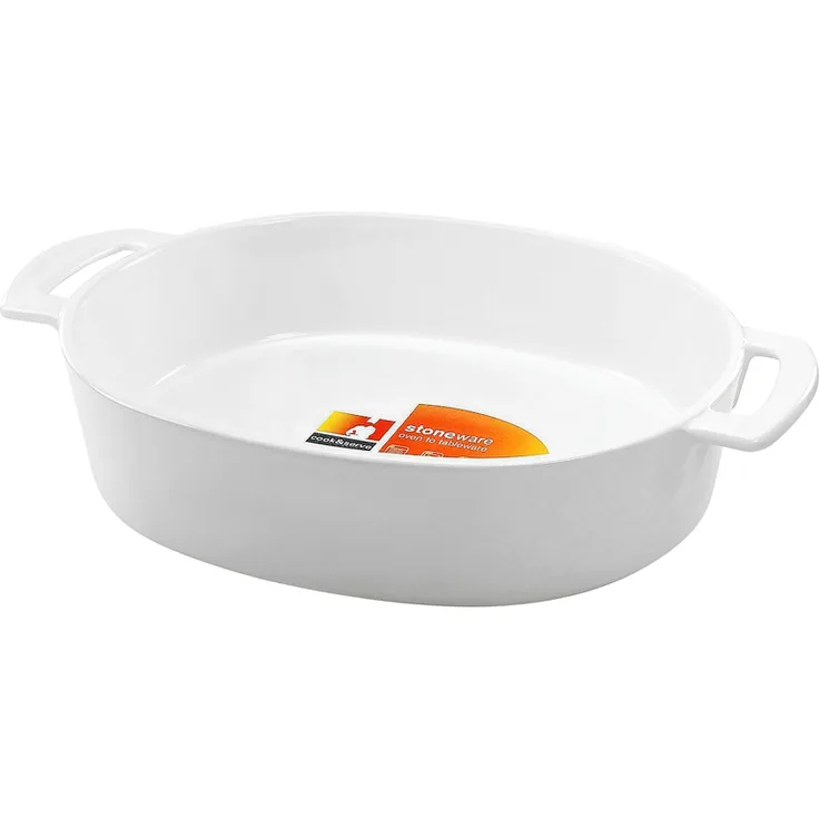 Creatable Serie Nostalgie, oval 37 cm Auflaufform, Steinzeug, Weiß, 35 x 27 x 30 cm