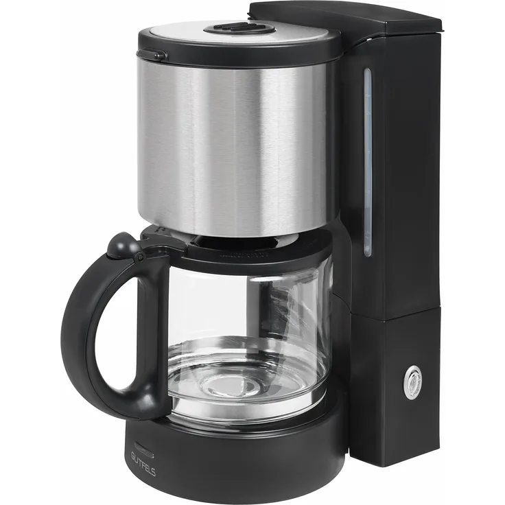 Gutfels KA 8101 swi, Filterkaffeemaschine, Glaskanne, Warmhalteplatte, Tropfstopp, Kaffeemaschine Glas, 1080 Watt INOX, Schwarz, Inoxlook