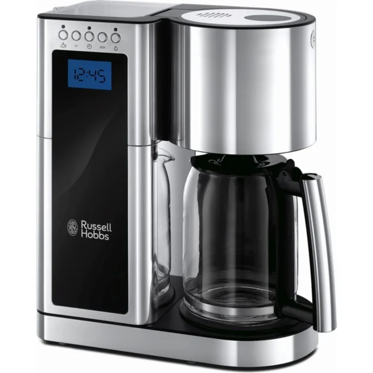 Russell Hobbs Digitale Kaffeemaschine Elegance Edelstahl, Timer-Funktion, bis 10 Tassen, 1,25l Glaskanne, 1600W, Schnellheizsystem, Warmhalteplatte, Abschaltautomatik, Filterkaffeemaschine 23370-56