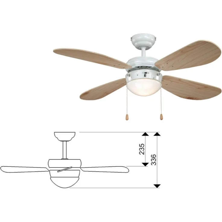AireRyder Deckenventilator mit Beleuchtung Classic, Gehäuse weiß, Flügelfarbe Pinie, 105 cm