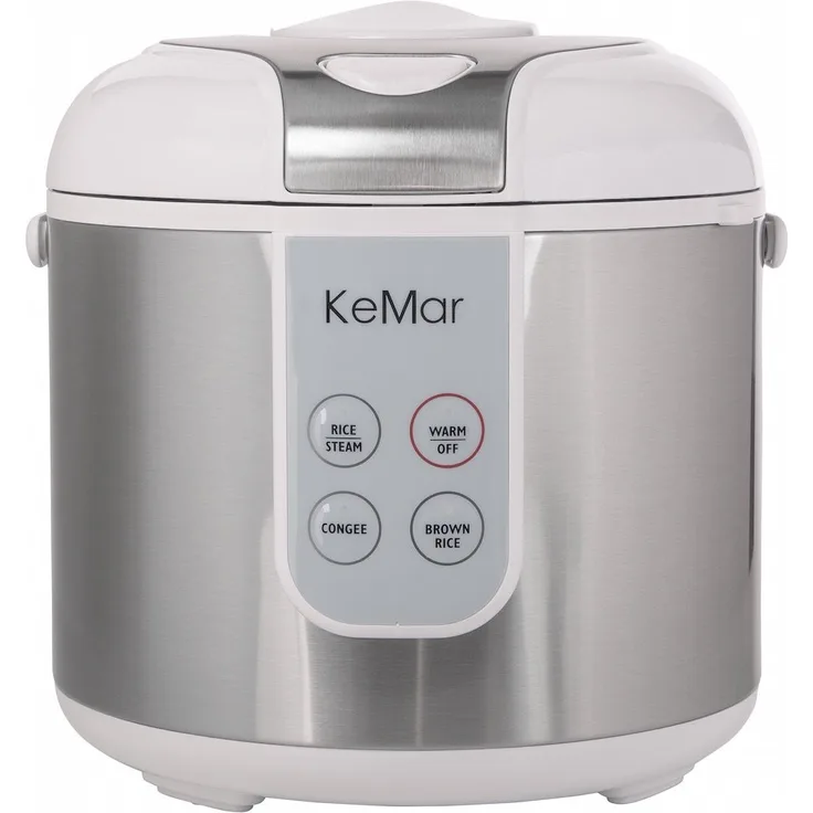 KeMar Kitchenware KRC 130 digitaler Reiskocher, 700 Watt, 1,8 Liter Fassungsvermögen, silber, Edelstahl