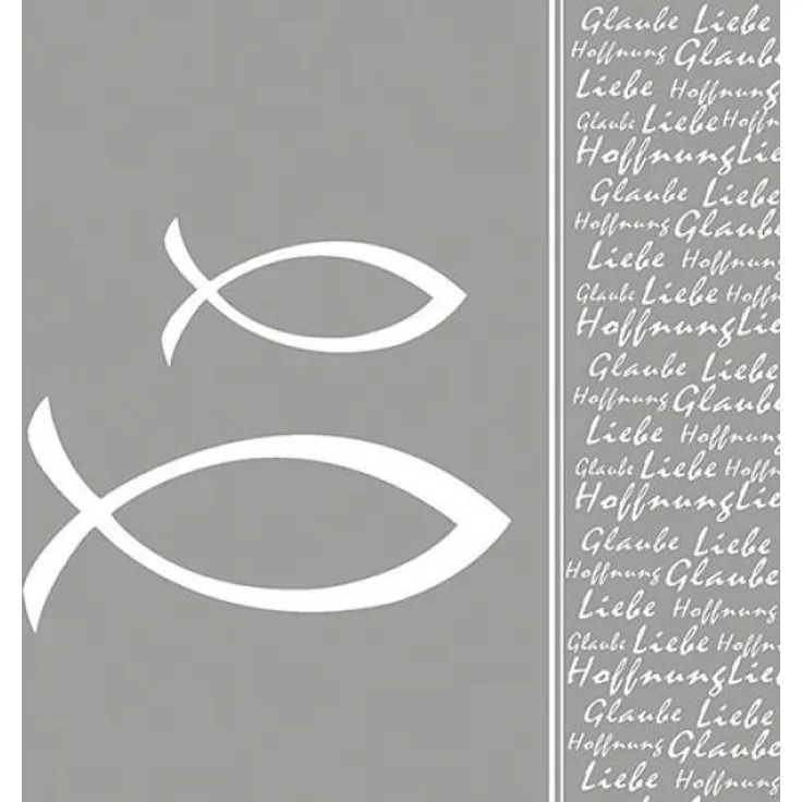 20 Servietten Glaube Fisch Silver - First Communion - Kommunion und Konfirmation 33cm