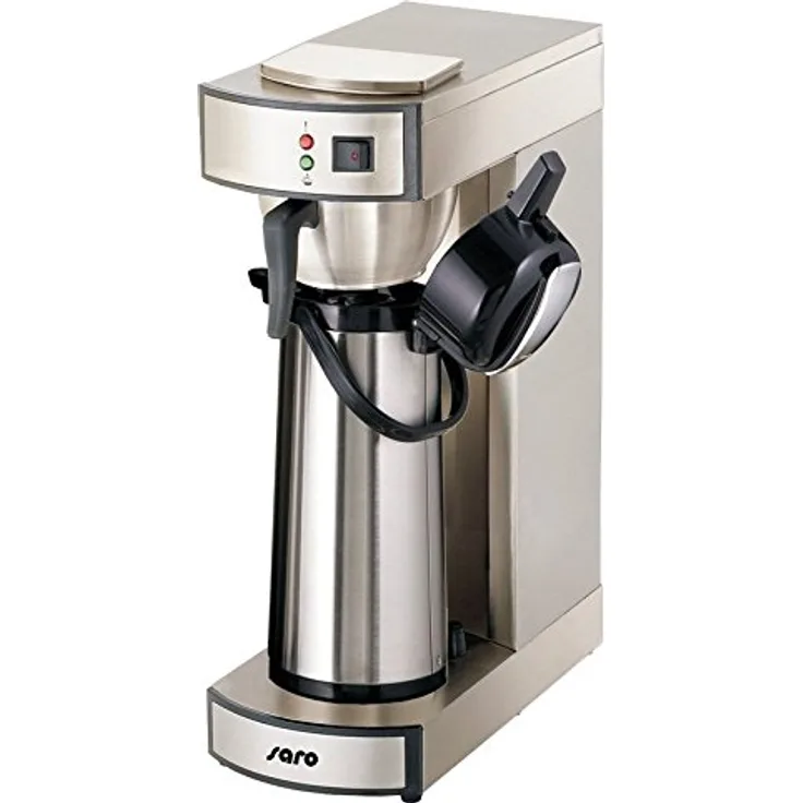 Saro Thermo Kaffeemaschine mit Korbfilter und Thermoskanne Industriekaffeemaschine mit Pumpkanne (2,2 Liter, ca. 10 Tassen Kaffee, Brüh- & Warmhaltefunktion), silber