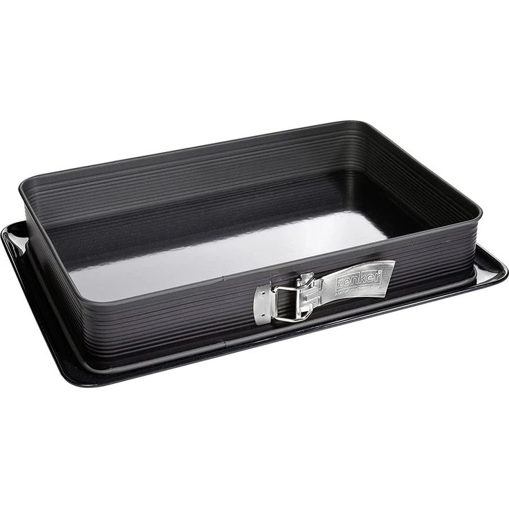 Zenker Rechteck-Springform DELUXE, eckige Premium-Backform mit liertem Boden und Auslaufschutz, Kuchenform mit Antihaftbeschichtung (Farbe: Schwarz metallic), Menge: 1 Stück – Bild 1