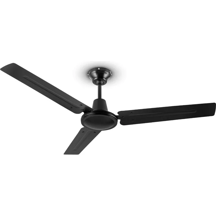 Klarstein Spin Doctor Deckenventilator | 3 Flügel | Ø 48'' - 122 cm | 9963 m³-h | 56 W | 3 Geschwindigkeiten | Wandsteuerung | Edelstahl Schwarz