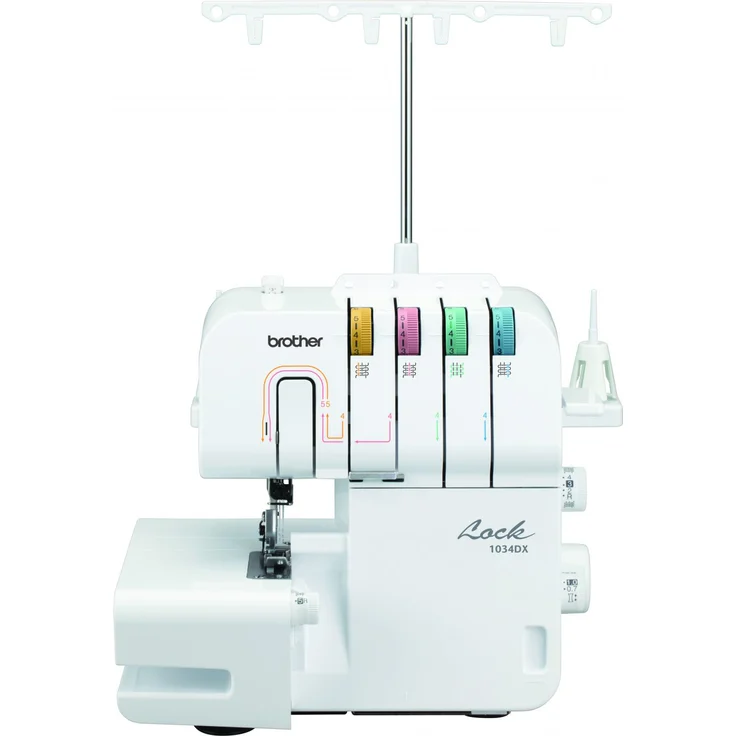 Brother 1034DX Overlock-Nähmaschine 1 NähprogrammEinstellbarer Nähfußdruck Nadeleinfädler Overlock-Nähmaschine, weiß – Bild 1