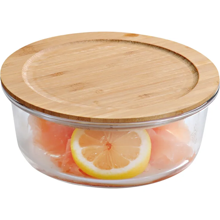 Kesper Aufbewahrungsglas mit Bambusdeckel, Ø17 x H7 cm, Frischhaltedose aus Glas, mit luftdichtem Verschluss, FSC