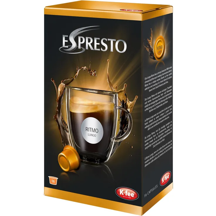 K-Fee Espresto Lungo Ritmo, Kaffee, Caffe Crema, Arabica, Intensität 5, 16 Kapseln