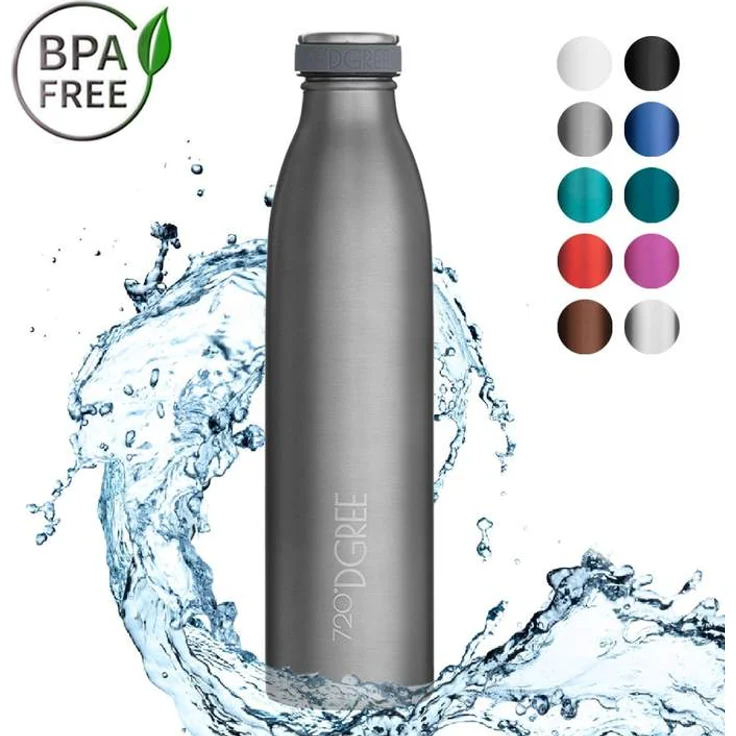 Trinkflasche Doppelwandig Edelstahl 750ml Isolierflasche 720°DGREE milkyBottle stone gray – Bild 1