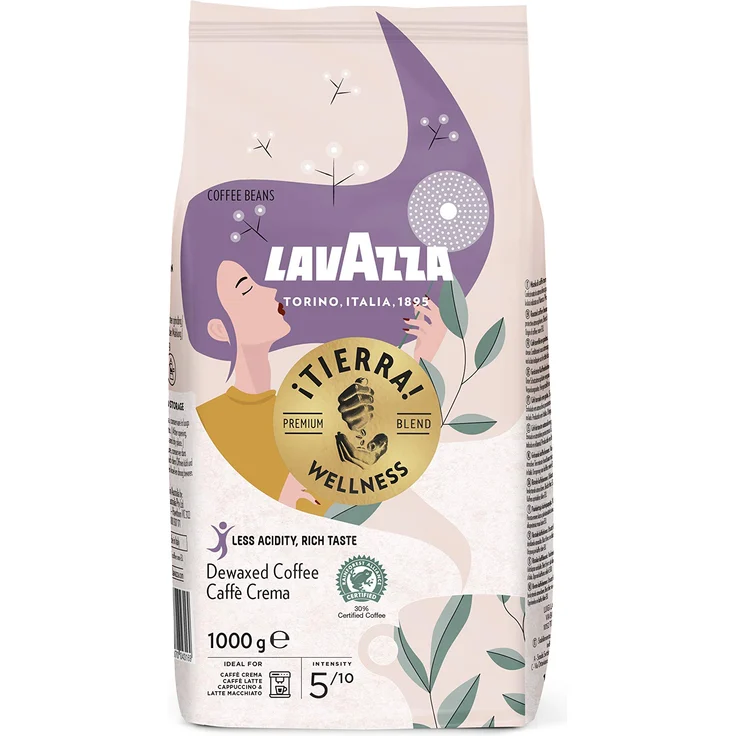 Lavazza Kaffeebohnen - Tierra Wellness - wenig Säure und wenig Koffein - 1er Pack (1 x 1kg) – Bild 1