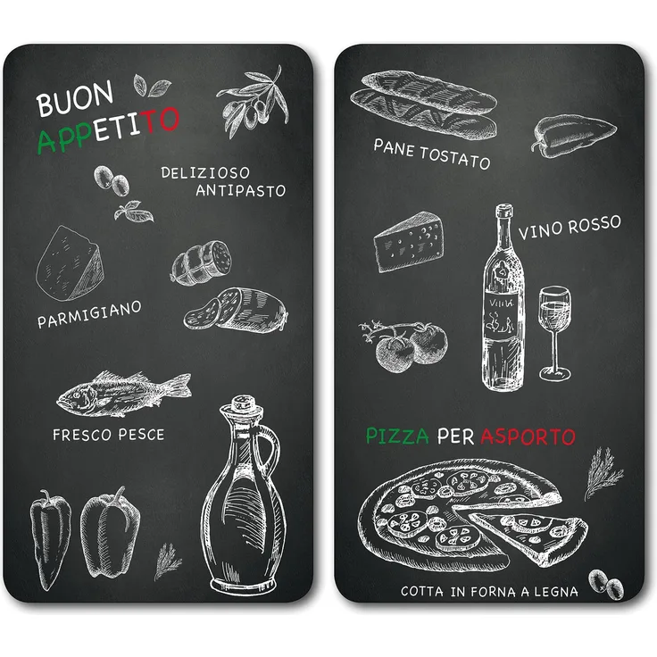 Kesper 2er, Ristorante Multi-Glasschneideplatte, Glas, schwarz 52 x 30 x 0.8 cm, 2-Einheiten