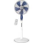 Rowenta VU6410 Mosquito Silence Standventilator, höhenverstellbar, leise, mit Fernbedienung, 4 Geschwindigkeiten, automatische Oszillation, weiß-blau