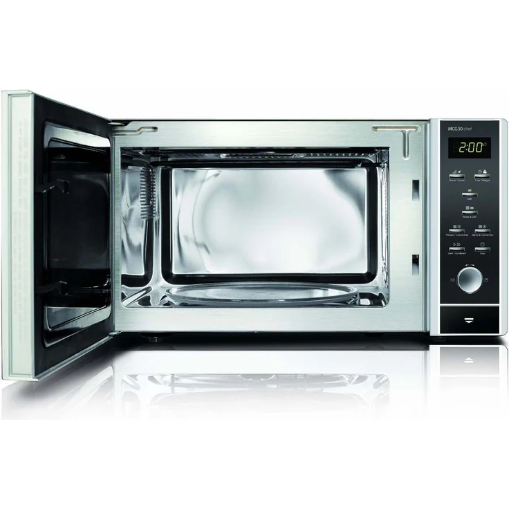Caso MCG30 chef Design Mikrowelle mit Grill und Heißluft 3in1, Standgerät, 30 Liter Garraum, 900 Watt, silber – Bild 2