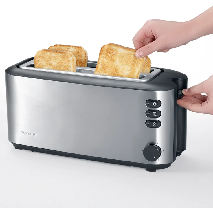 Severin AT 2509 Automatik-Toaster, 1.400 W, 2 Langschlitzkammern, für bis zu 4 Brotscheiben, edelstahl-schwarz – Bild 6