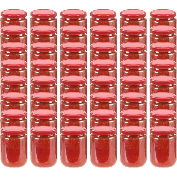 vidaXL Marmeladengläser mit Rotem Deckel 48 Stk. 230 ml