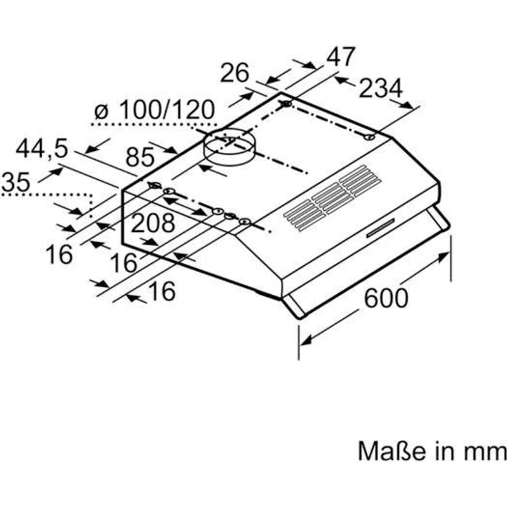 Neff N 30 D60LAA0N1, Motorhaube, Standard, Breite: 60 cm, Tiefe: 48.2 cm, Absaugung und Rückführung (mit zusätzlichem Rückführungsset), mit internem Motor, rostfreier Edelstahl – Bild 3