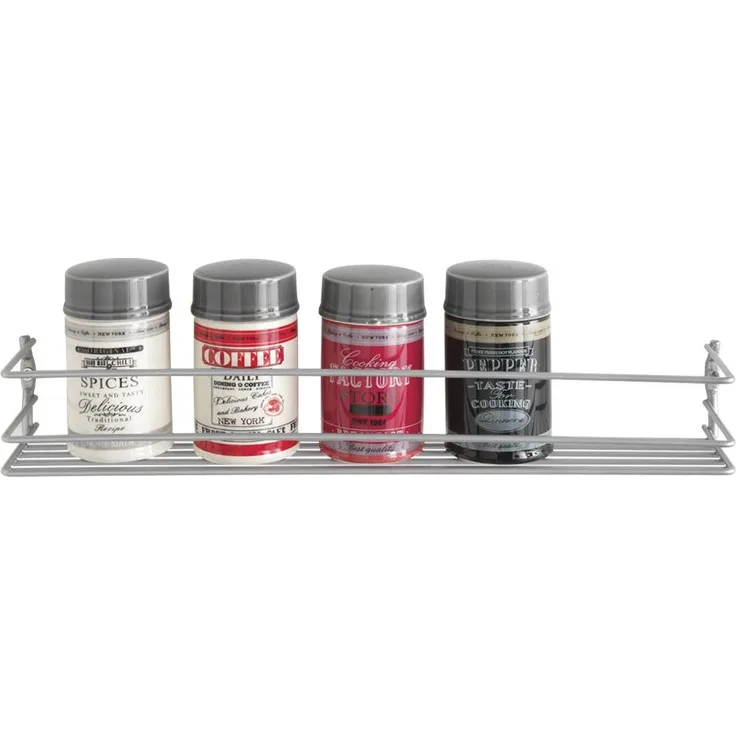 Metaltex 364631039 1-Etage Pepito Gewürzregal, Polytherm beschichtet, silber, 5 x 36 x 8 cm