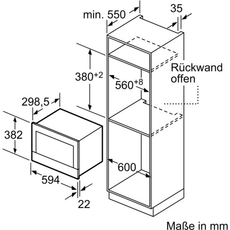 Neff C17WR00G0 Einbau-Mikrowelle, 900 Watt, 21 Liter Garraum, Edelstahl, graphit, für 60 cm Oberschrank, Türanschlag links – Bild 2