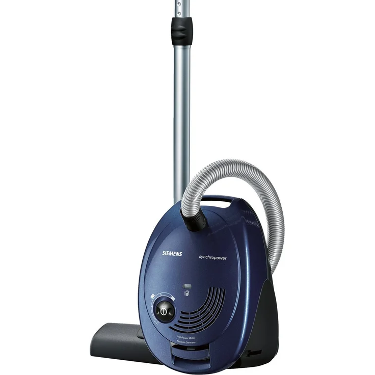 Siemens Bodenstaubsauger mit Beutel VS06A111, HighPower Motor, XL Beutelvolumen, langes Kabel, Hygienefilter, 600 Watt, blau – Bild 1