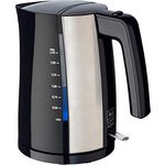 Melitta II Wasserkocher Look Aqua 1026-02 BK SST (1,7 Liter, 2400Watt) mit automatischer Endabschaltung, verdecktem Heizelement und Überhitzungsschutz, Kunststoff, 1.7 liters