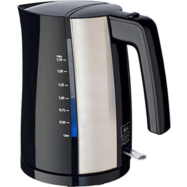 Melitta II Wasserkocher Look Aqua 1026-02 BK SST (1,7 Liter, 2400Watt) mit automatischer Endabschaltung, verdecktem Heizelement und Überhitzungsschutz, Kunststoff, 1.7 liters – Bild 1