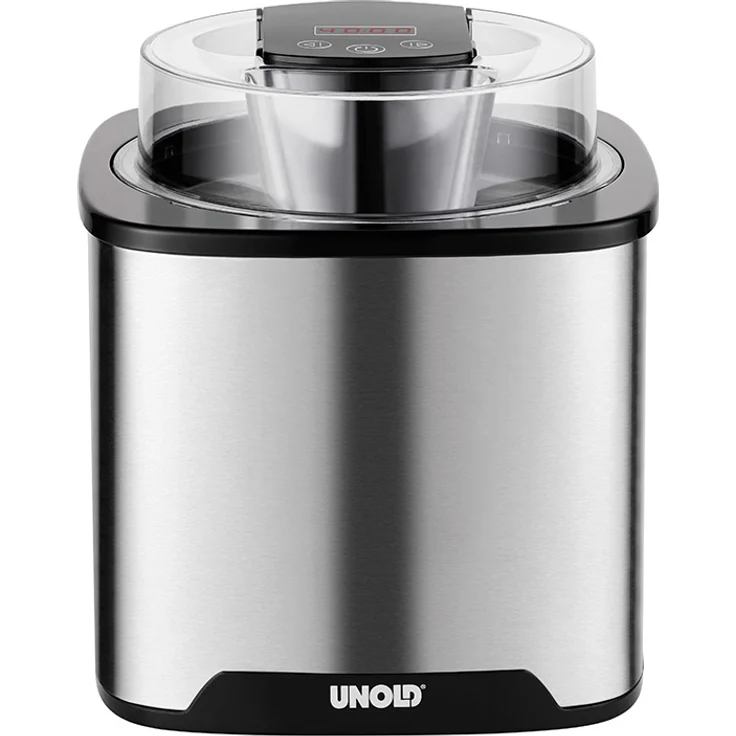 UNOLD 48855 EISMASCHINE Gelato, 1,5 L Volumen, ohne Kompressor, Sahneeiscreme in nur ca. 20-30 Minuten, Edelstahl-Schwarz – Bild 1