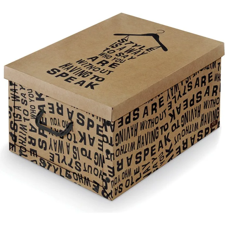 Domopak Living 8001410072504-Box mit Griffen Kraftpapier, Papier Karton, braun, 50 x 39 x 24 cm