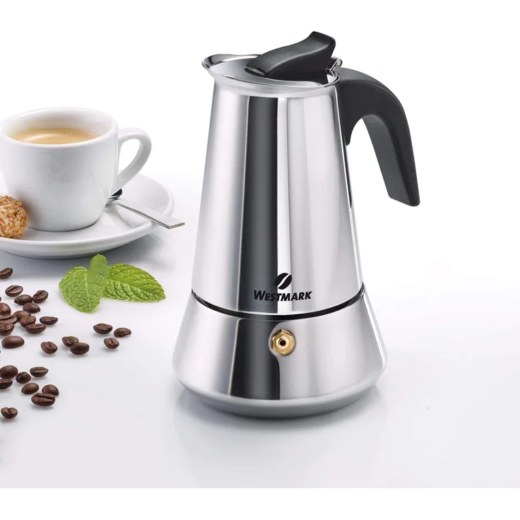 Westmark Espressokocher, Für 4 Espressotassen, Edelstahl, Brasilia Plus, Silber-schwarz, 24662260