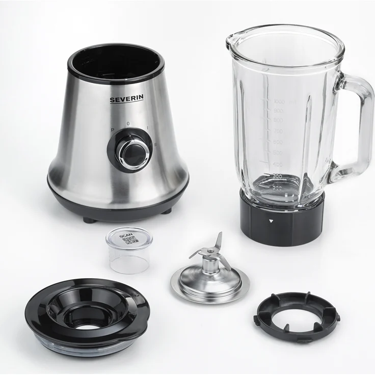 SEVERIN Standmixer mit Glas-Mixbehälter, 1 L, ca. 500 W, SM 3734, Edelstahl-Schwarz – Bild 6