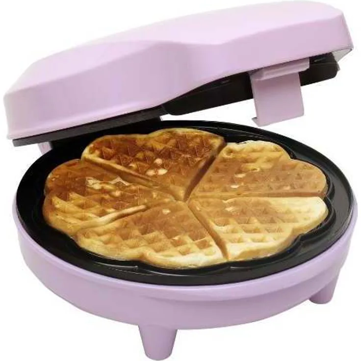 Bestron Waffeleisen für klassische Herzwaffeln, Retro Design, Sweet Dreams, 700 Watt, Rosa