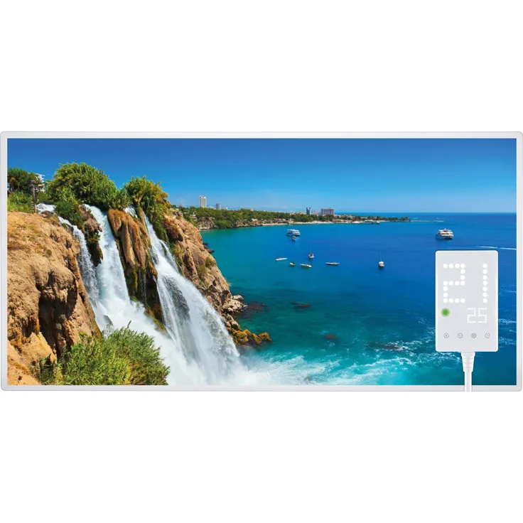 Heidenfeld HF-HP105 Infrarotheizung bedruckt Heizkörper Flachheizung Heizpaneel bis 720W (800 Watt Wasserfall1), Infrarotheizung