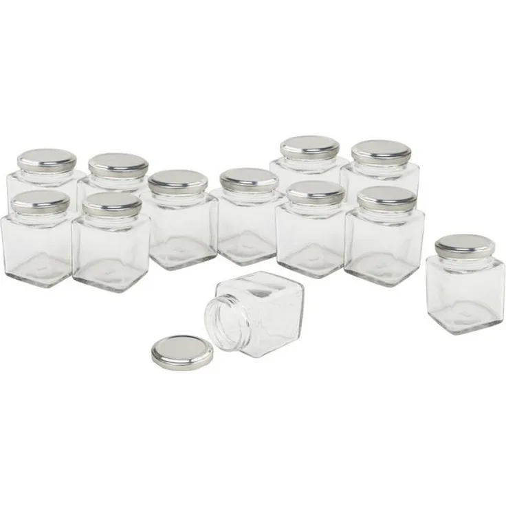 VBS Großhandelspackung Einmachglas, Glas, eckig, 12 Stück