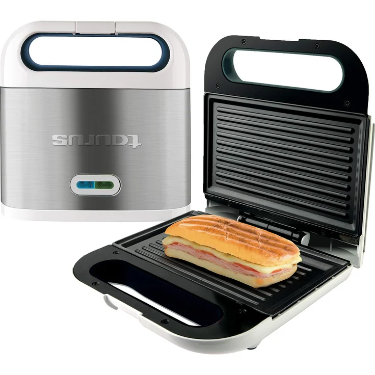 Taurus Sandwichmaker Phoenix Luxe, Grill, knusprige Ergebnisse, Antihaft-Platten 21,5 x 12,5 cm, Temperaturanzeige, kühle Berührung, einfache Reinigung, rostfrei – Bild 1