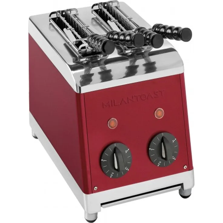 Milantoast 2-Schlitz-Sandwichtoaster mit Zangen Rot