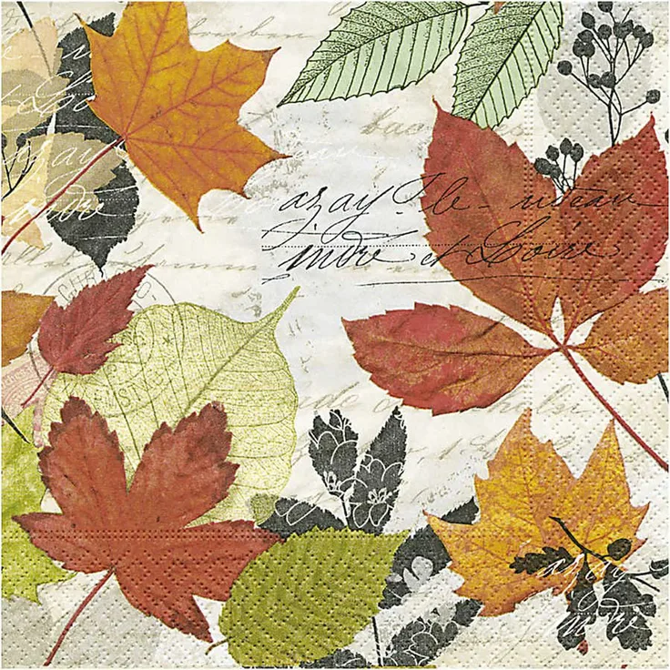 Servietten, Größe 33x33 cm, Herbstlaub, 20Stck.