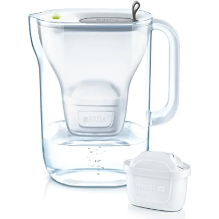 BRITA Wasserfilter Style hellgrau inkl. 1 MAXTRA+ Filterkartusche – BRITA Filter in modernem Design zur Reduzierung von Kalk, Chlor & geschmacksstörenden Stoffen