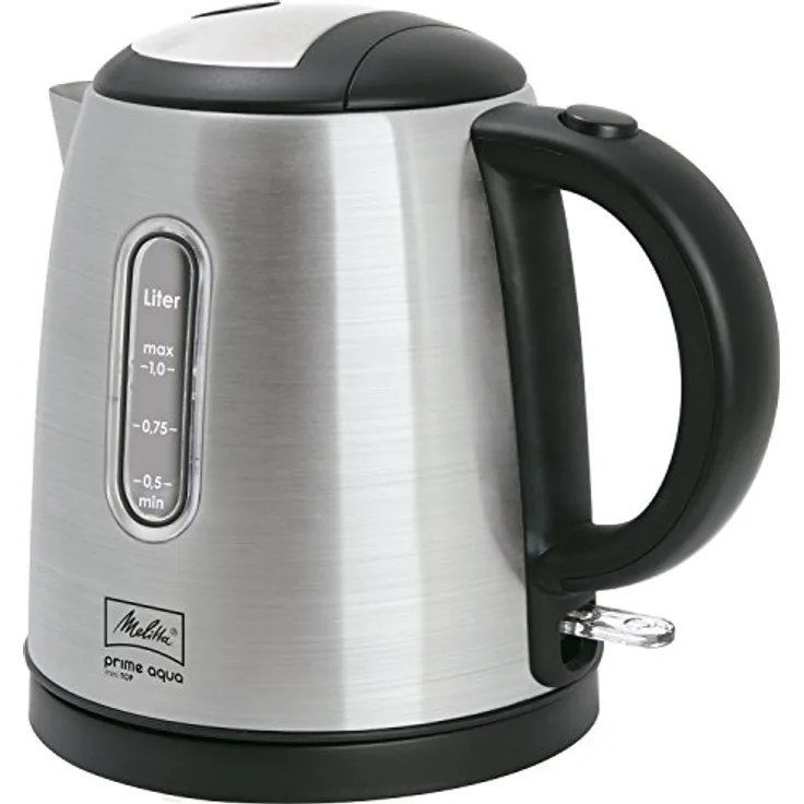 Melitta Prime Aqua Mini Top 1018-03 BK, 1 liters, Optik, Silber Wasserkocher, Kunststoff, 1 Liter, Edelstahl. Schwarz