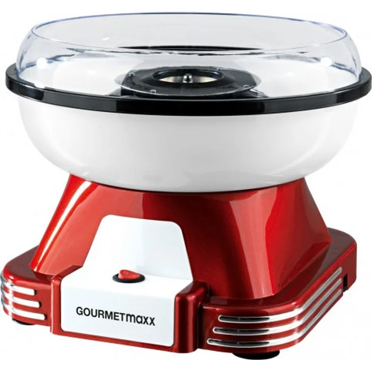 Gourmet Maxx Zuckerwatte-Maschine, 500 Watt, inkl. Stäbchen, Messlöffel und Sprizschutz, Retro-Design, herausnehmbarer Behälter, Gehäusematerial Edelstahl und Kunststoff, rot – Bild 1