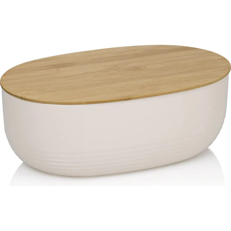 Kela 12061 Brotkasten, Schale mit Deckel, Kunststoff- Bambus, 37,5 x 23 x 14 cm, Namur, Beige
