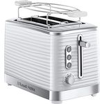 Russell Hobbs Toaster Inspire White, Hochglanz-Kunststoff, Lift and Look Funktion, bis zu 6 einstellbare Bräunungsstufen, extra breite Toastschlitze, Brötchenaufsatz, 24370-56, weiß