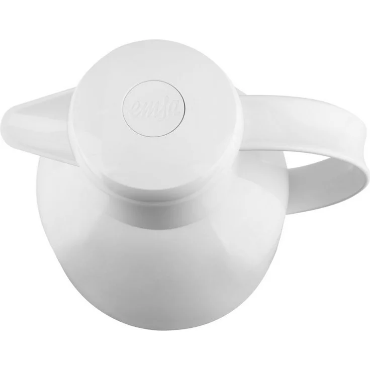Emsa 504229 Samba Isolierkanne (1 Liter, Quick Press Verschluss, 12h heiß, 24h kalt) weiß glänzend – Bild 2