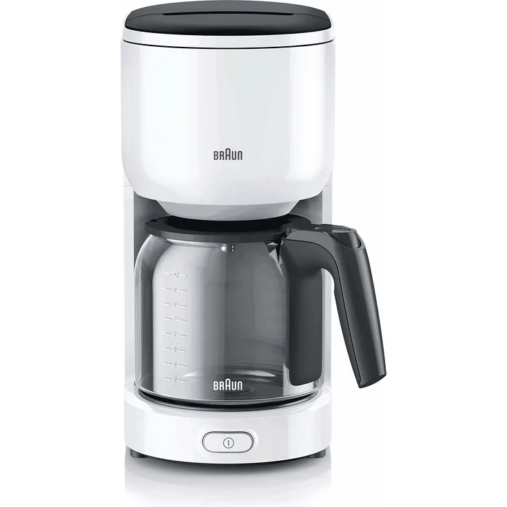 Braun KF 3100 WH Filterkaffeemaschine, Kaffeemaschine für 10 Tassen Filterkaffee, Tropf-Stopp, OptiBrew System, Weiß