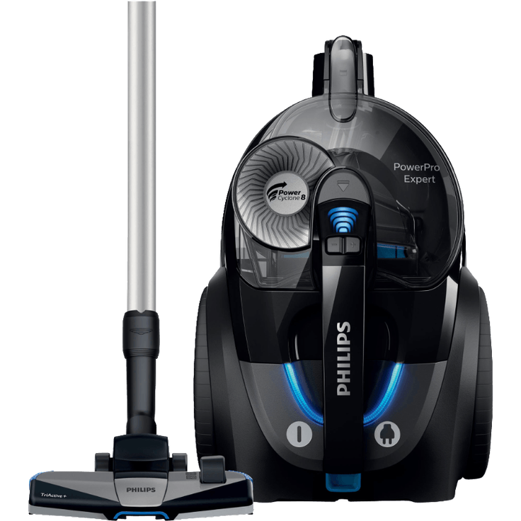 Philips FC9741-09 beutelloser Staubsauger PowerPro Expert (TriActive Standard-Düse, 650 W, 2 L Staubvolumen, integriertes Zubehör) schwarz