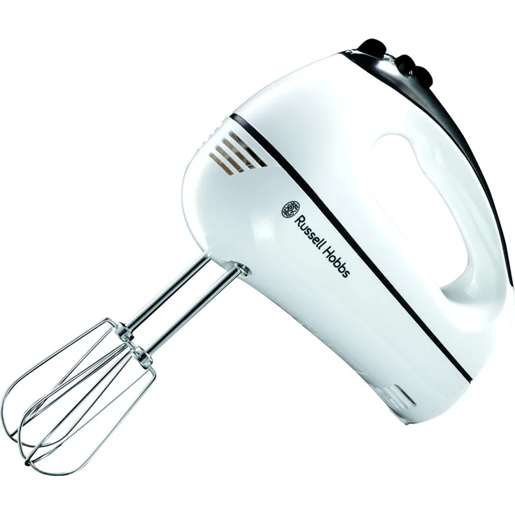 Russell Hobbs Aura Handmixer (5 Geschwindigkeitsstufen, Turbofunktion, 2 Quirle, 2 Knethaken, 380 Watt, 18965-56) weiß – Bild 1