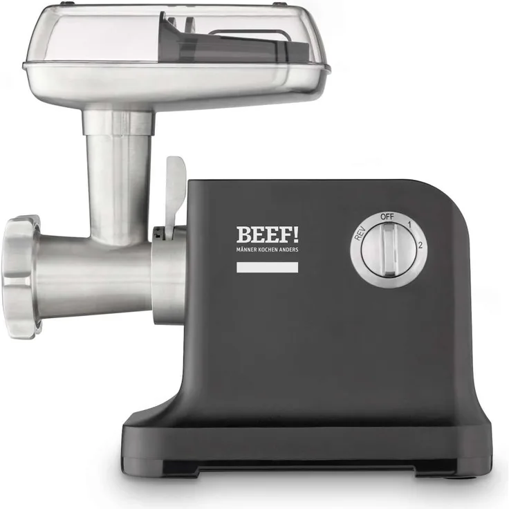 Caso Design FW 2000 Fleischwolf BEEF! Edition Elektrischer Fleischwolf titanbeschichtete Klingen, 2000W, Aluminiumguss, schwarz matt