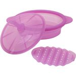 Mikrowellen-Dampfgarer aus Silikon, faltbar, mit Griff und Deckel für faltbare Mahlzeiten, Frischhaltedosen, BPA-frei, mikrowellen-, gefrier- und spülmaschinenfest S translucent purple