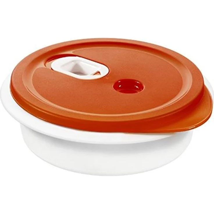 Rotho Micro Clever Mikrowellengeschirr 1 l, Kunststoff BPA-frei, rot-weiss, 1 Liter 20 x 20 x 6,5 cm