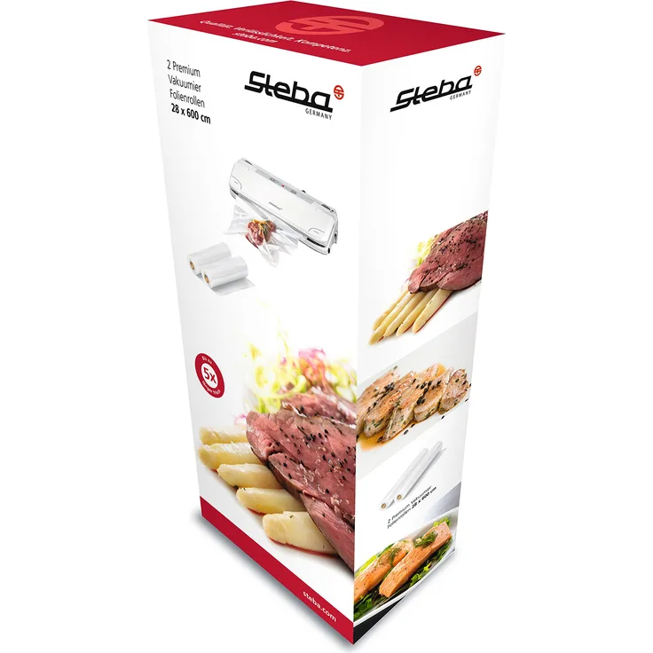 Steba 2 Premium Vakuumierer Folienrollen, 28 x 600 cm, transparent