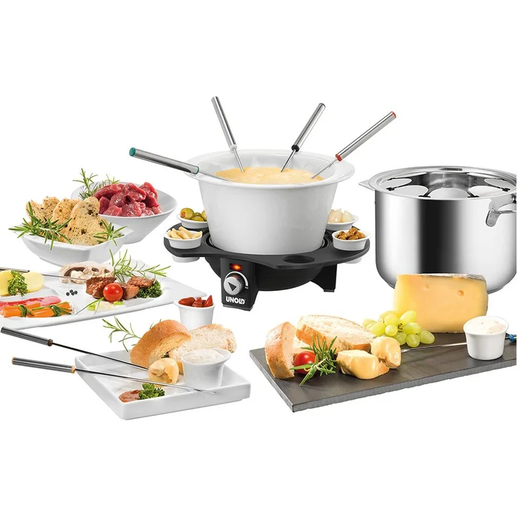 UNOLD Fondue-Elegance, Fondue-Set, Wechseltopf Edelstahl-Keramik, Zubehör, für 8 Personen, 48645 – Bild 13