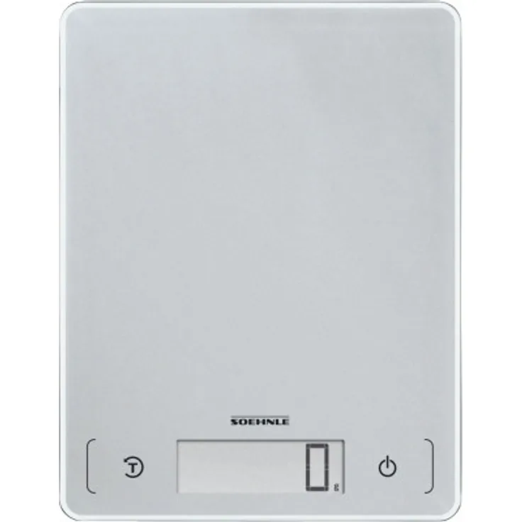 Soehnle Page Comfort 300 slim, digitale Küchenwaage, silber, Gewicht bis zu 10 kg (1-g-genau), runde Haushaltswaage mit Sensor-Touch, elektronische Waage inkl. Batterien, ultraflaches Design